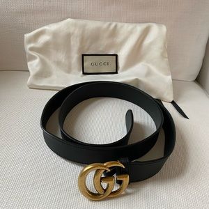 COPY - Gucci leather belt with double G buckle
